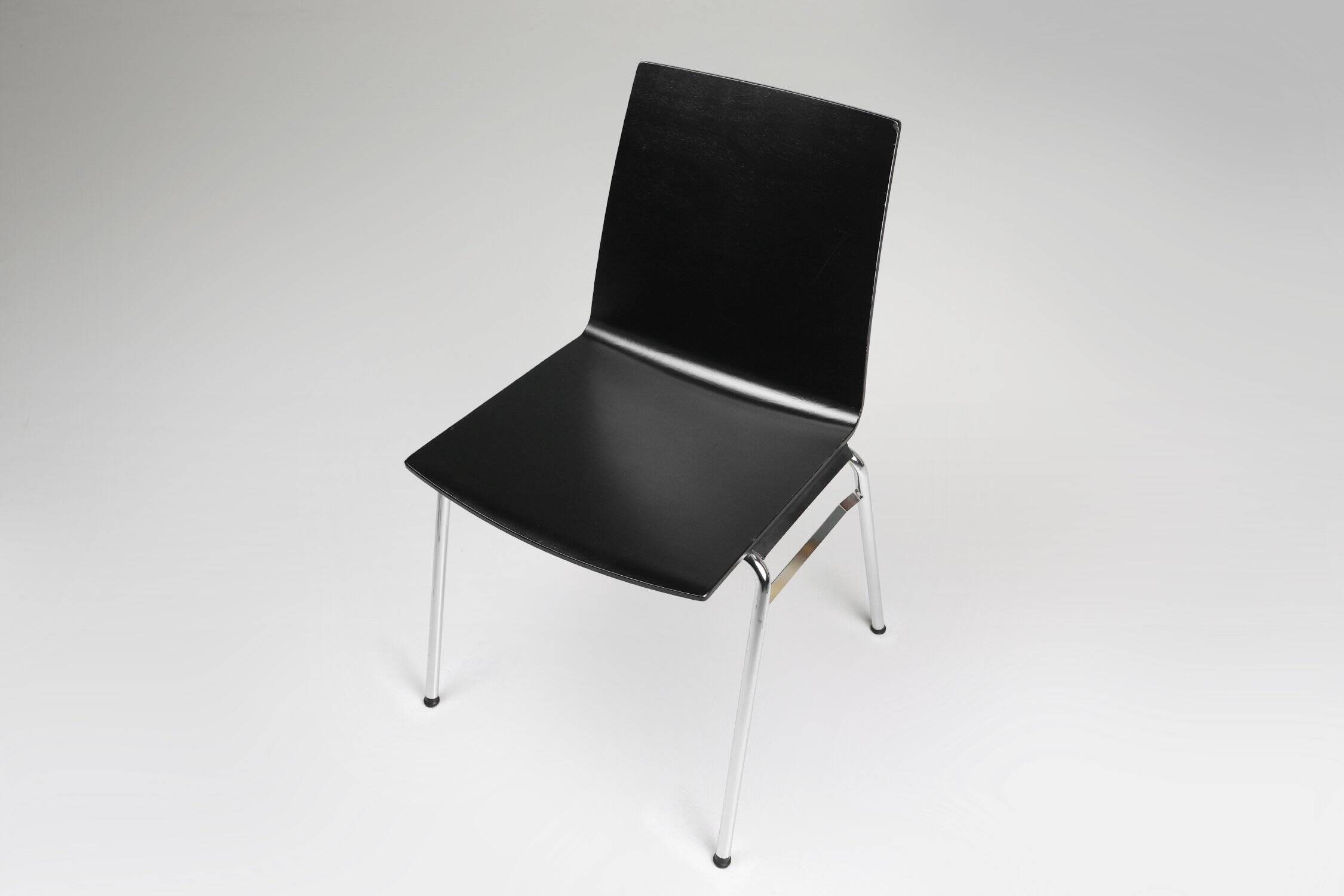 21th Century Black Chair with Wooden Seat, Belgium