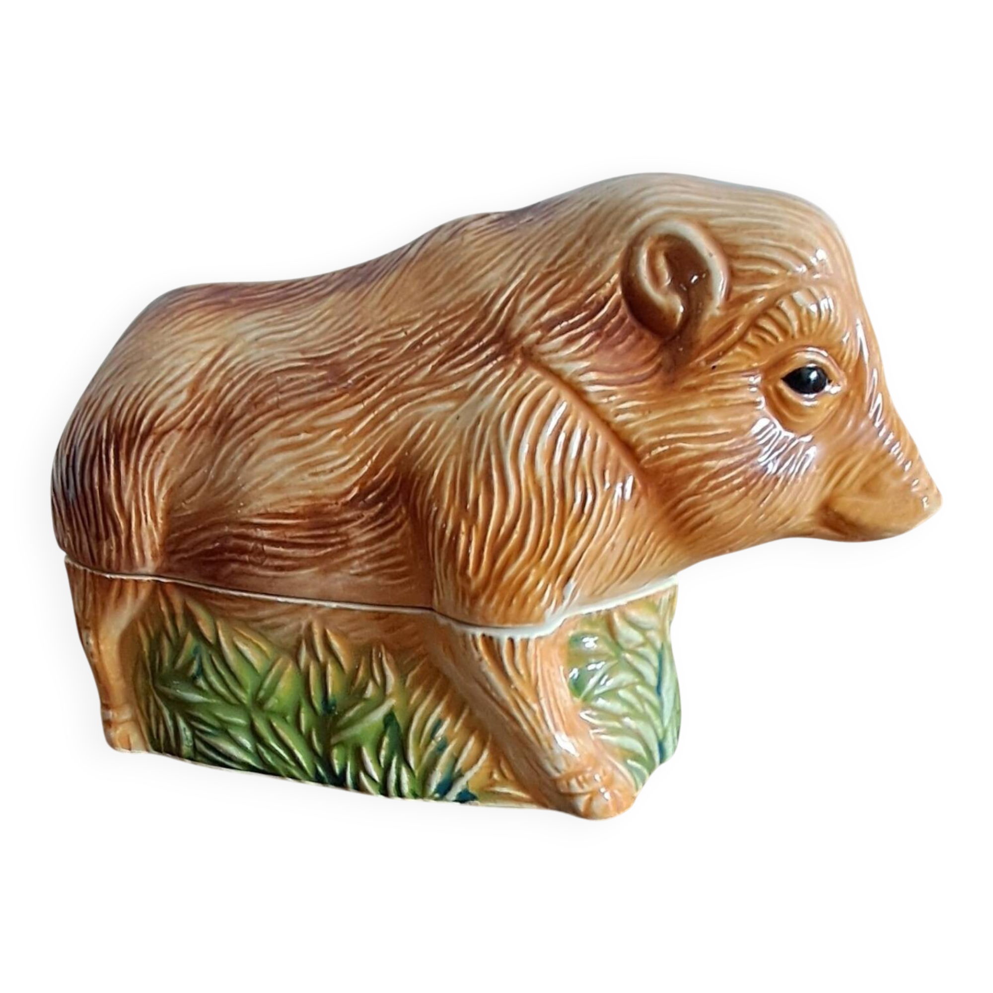 Terrine in Barbotine Michel Caugant. Boar shape.