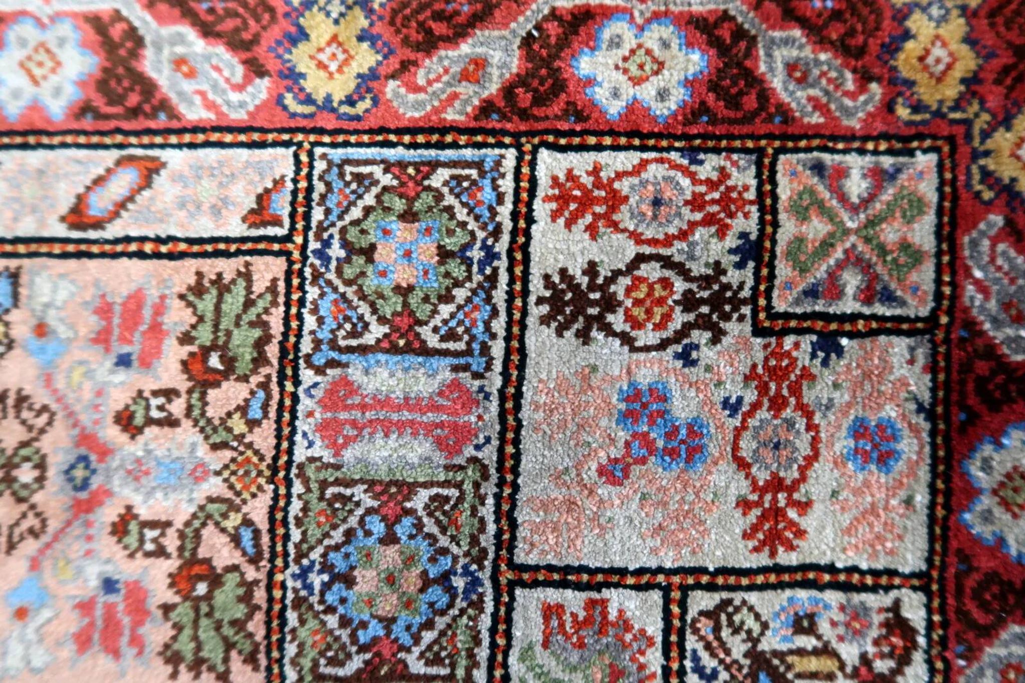 Handmade vintage Tunisian silk rug 51cm x 97cm, 1970s