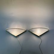 Set of 2 vintage glass wall lamps with golden holder , 1970’s