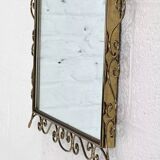 Rectangular mirror from the 1970s with brass surround
