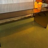 Smoked glass and metal desk, 1970s.