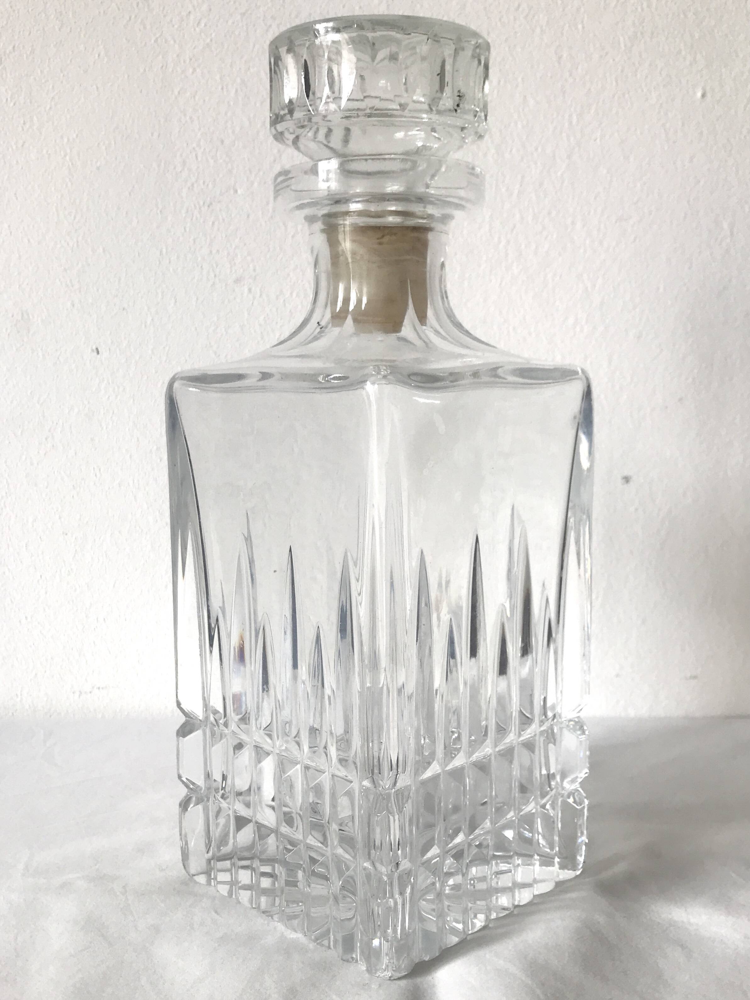 Crystal glass whiskey decanter