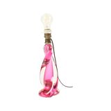 Lampe de table en cristal rose Val Saint Lambert Swirl Sixties