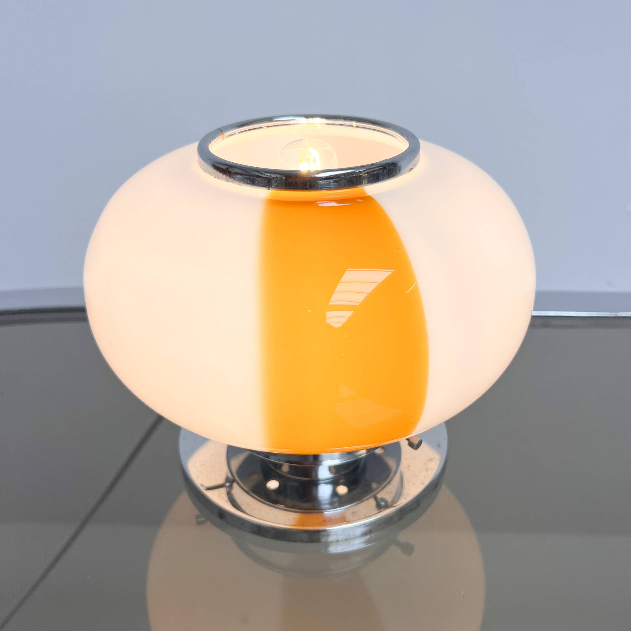 Opal glass Italian table lamp, 1960s