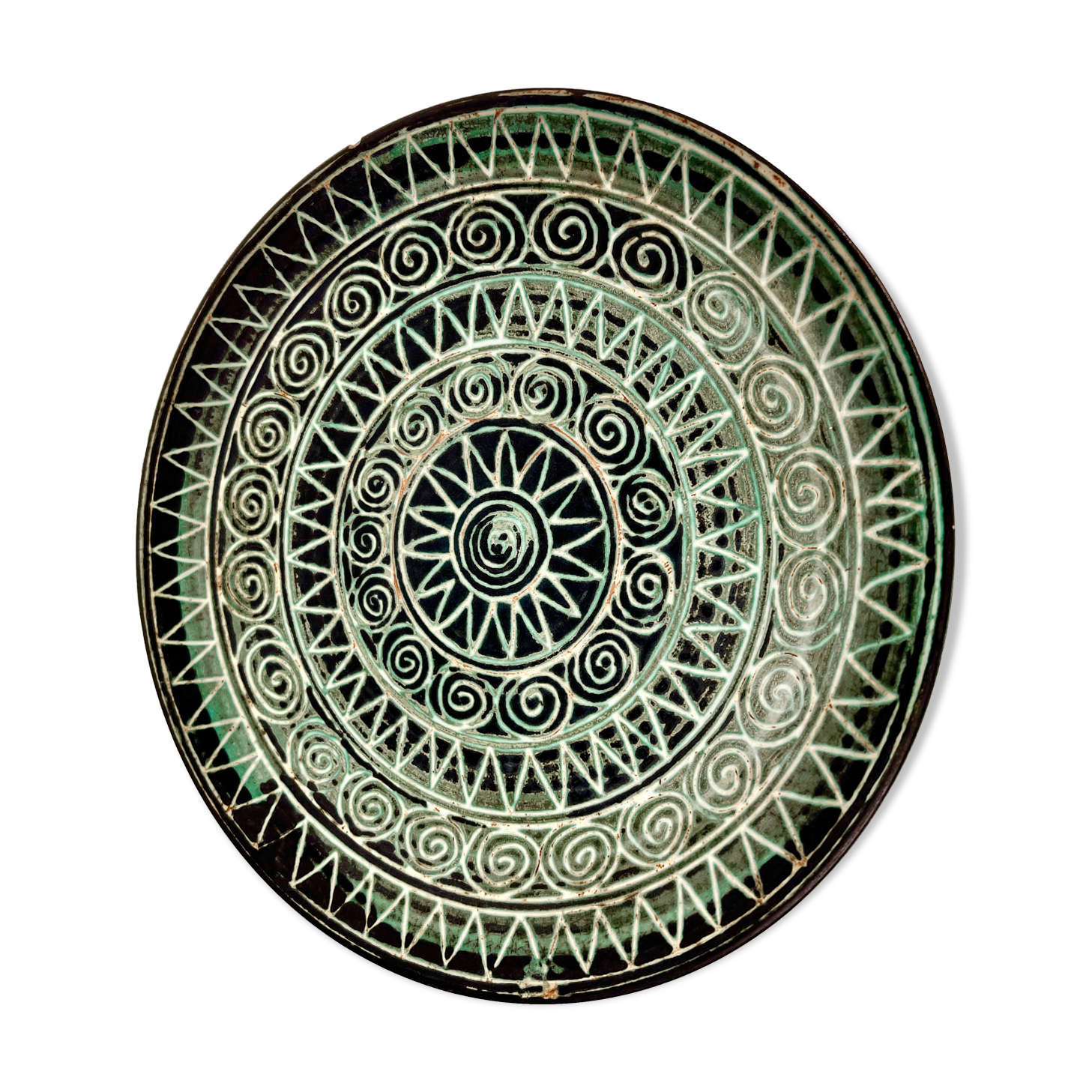 Flat ceramic plate by Robert Picault