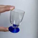 Lot de 10 verres à pieds bleus années 60-70