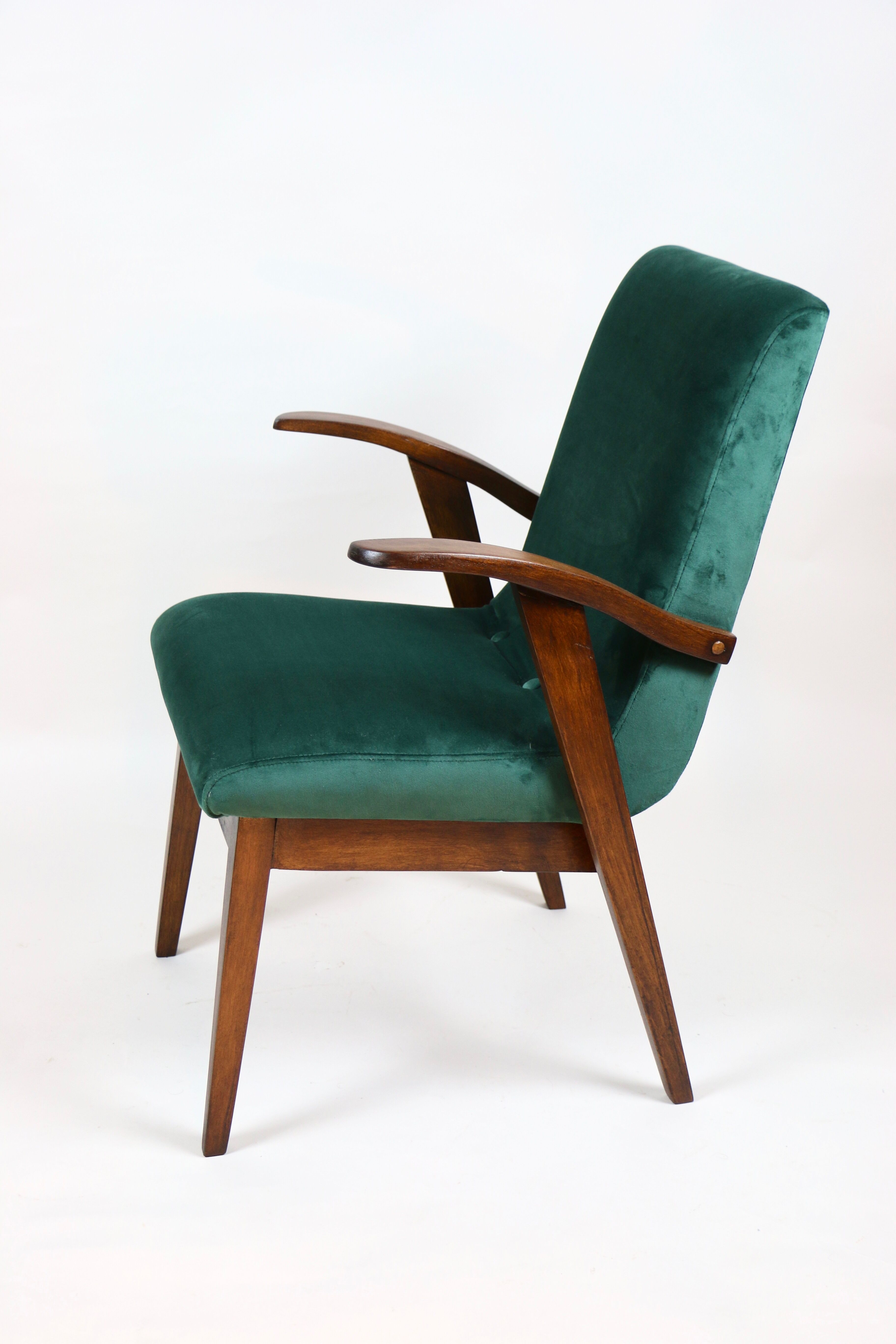 Fauteuil en velours vert d’années 1970