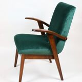 Fauteuil en velours vert d’années 1970