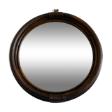 Round rattan mirror
