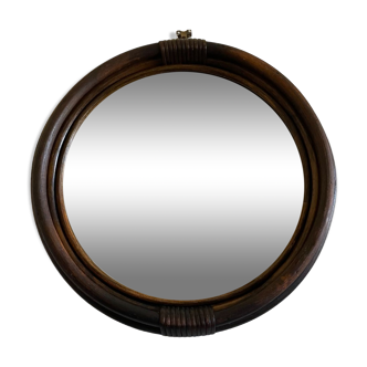 Round rattan mirror