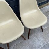 Lot of 4 DSW chairs in walnut fiber by Eames Herman Miller, vintage