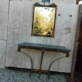 Brass console and mirror