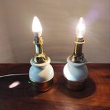 Pair of vintage brass and ceramic lamps