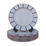 Set of 18 basque plates in blue and red porcelain