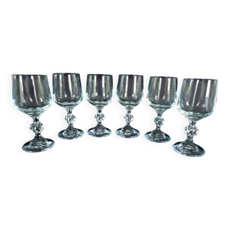 Bohemian crystal wine glasses, foot with faceted ball
