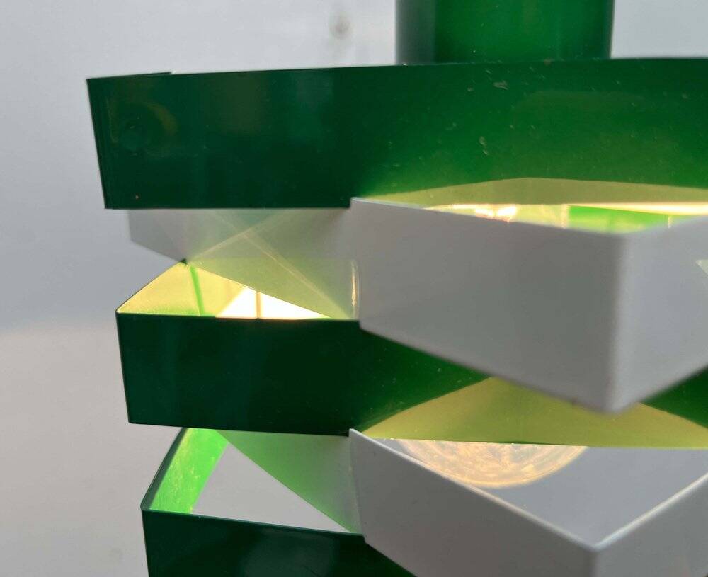 Modern metal lamella pendant lamp from the mid-century in the style of J. J. M. Hoogervorst for Anvia, 1960s.