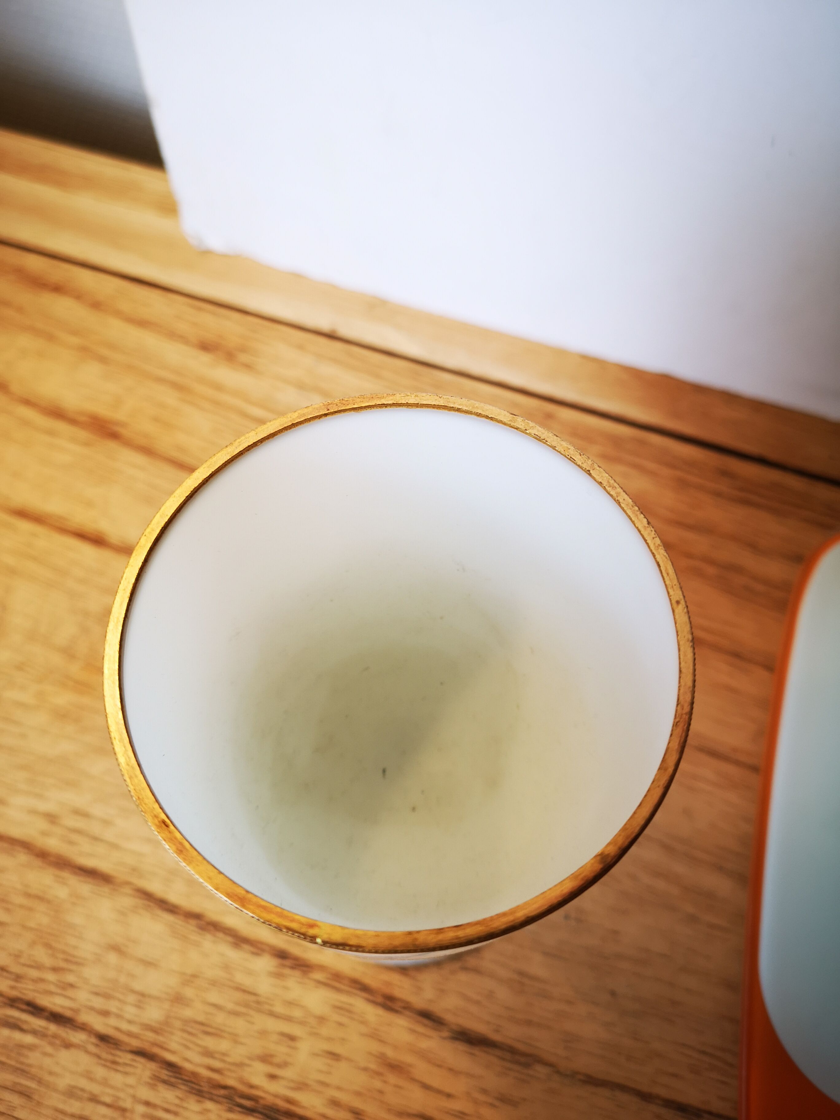 Vintage glass cut with white brass opaline