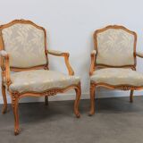 Pair of Louis XV style cabriolet armchairs