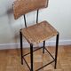 Bar stool in steel and braided wicker, design of the 50s, 92 cm