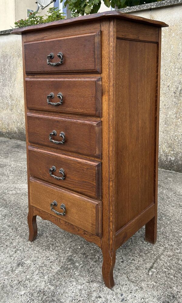 Commode semainier, bois massif, vintage, années 60