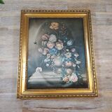 Gold-edged painting and still life fabric print