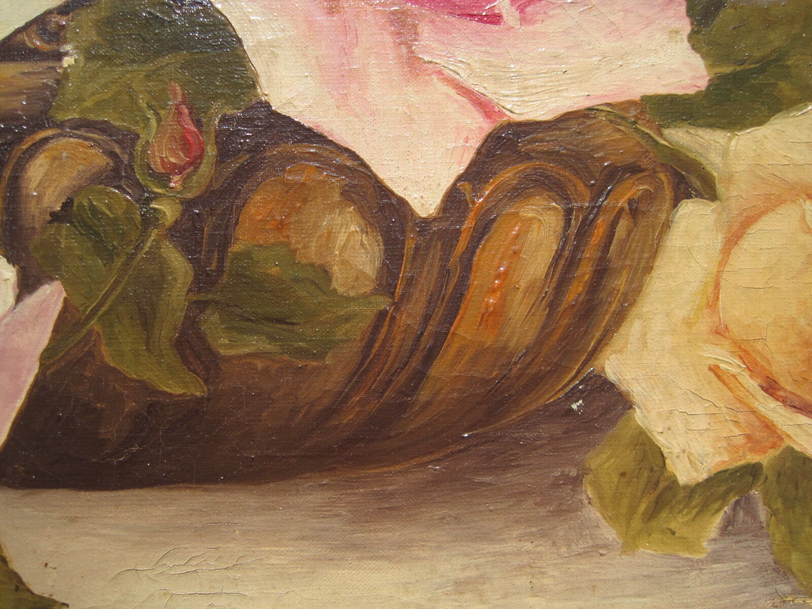 Oil painting on canvas HST Roses Vase signed GUY FAUDOT Pier