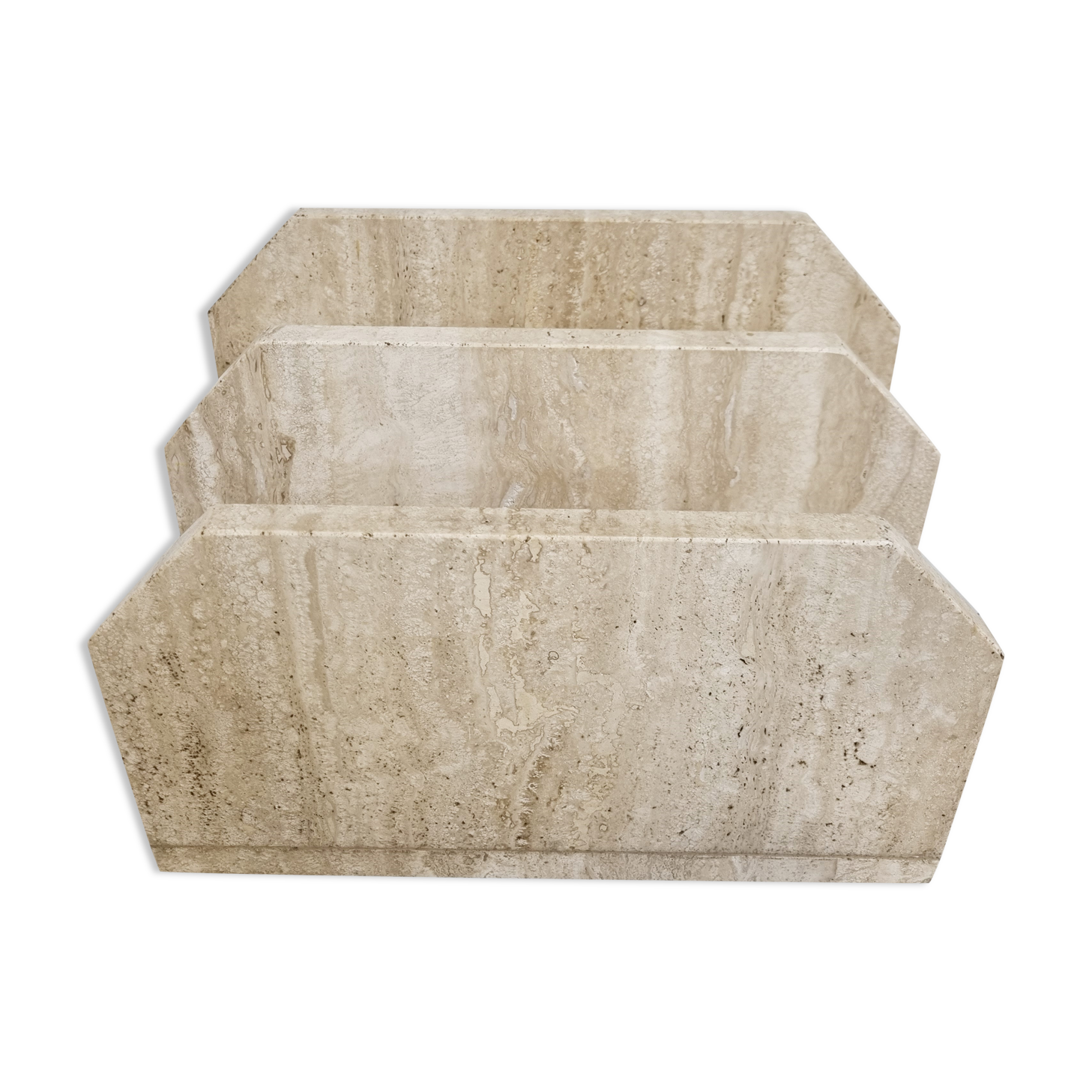 Vintage travertine magazine holder, 1970s