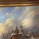 Huge oil painting on canvas Dutch school winter landscape 164x132