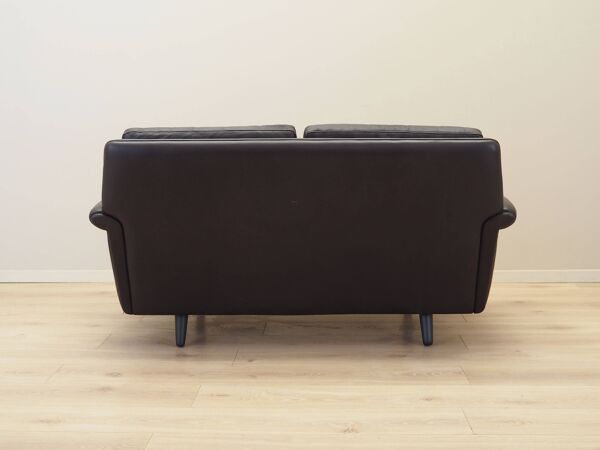Canapé en cuir marron, design danois, années 1960, designer : Aage Christiansen, manu