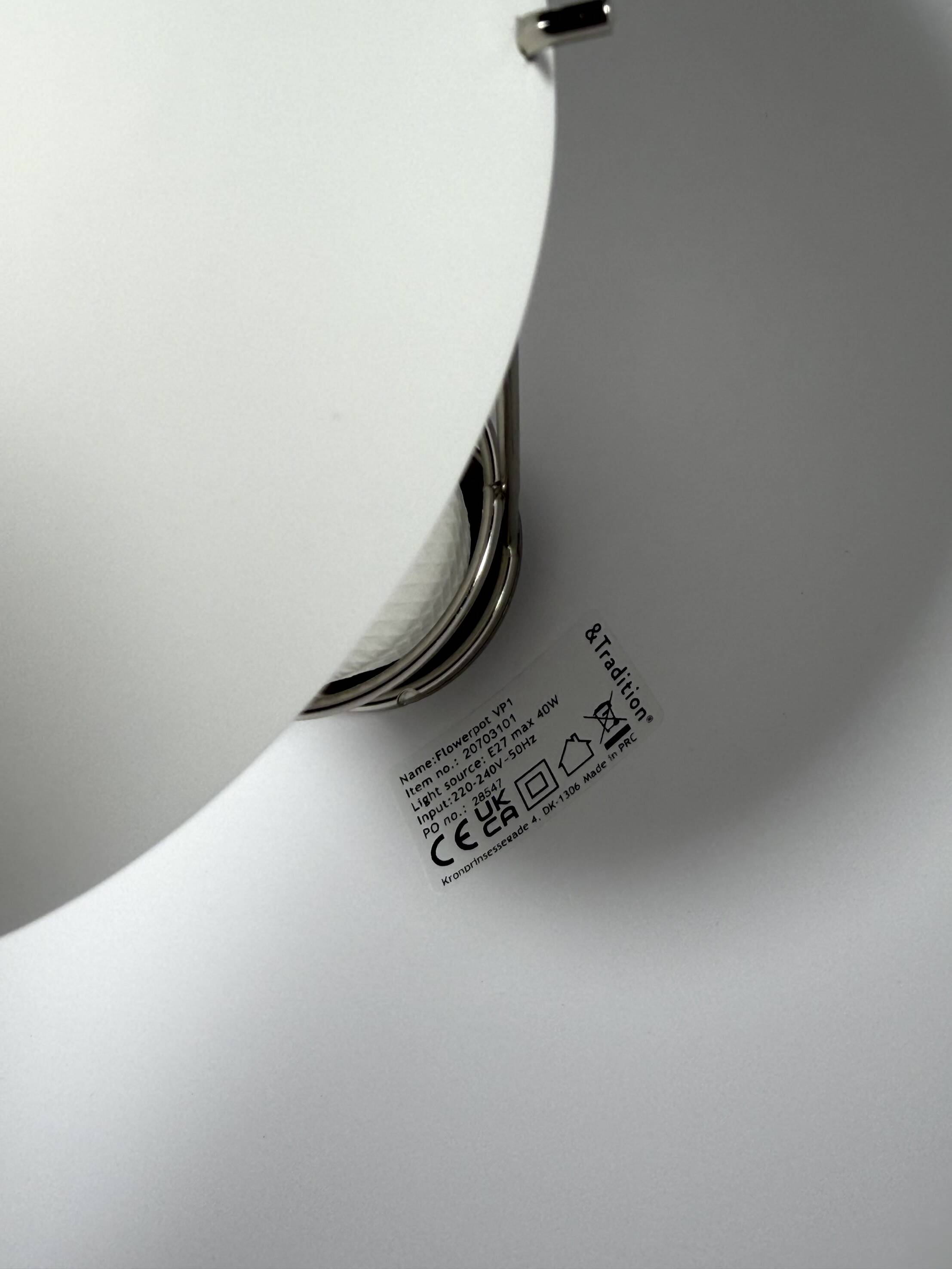 &Tradition FlowerPot Pendant Light VP1 Ceiling Lamp Hanging Lamp E27 White