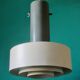 Large industrial pendant light in anthracite and white lacquered metal. Denmark, 1960