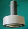 Large industrial pendant light in anthracite and white lacquered metal. Denmark, 1960
