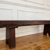 Brutalist Folk Art Bench Solid Oak