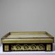 Antique wooden saddle-shaped plateau, gilded metal and onyx, circa 1900.