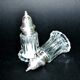 Vintage molded glass and silver metal salt shakers - salt pepper BISTROT
