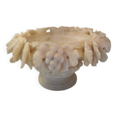 Old alabaster bird drinker centerpiece cup