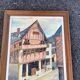 Oil table house half-timbered cobbled street - Breton Norman village