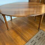Shuttered table in blond walnut, spindle legs, for 6 people