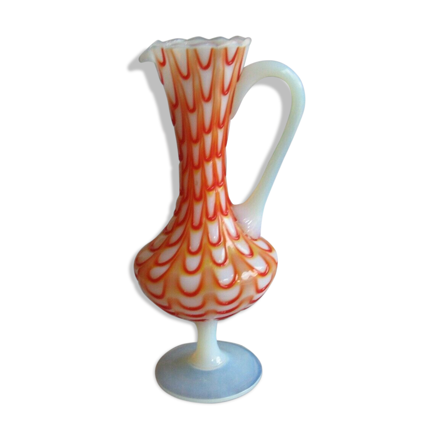 Crystal or opaline foot pitcher murano opalescent glass fair