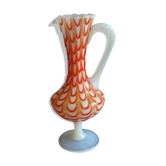 Crystal or opaline foot pitcher murano opalescent glass fair