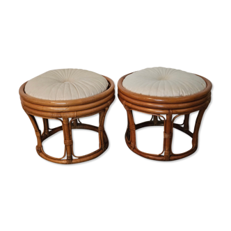 Paire de tabourets en rotin