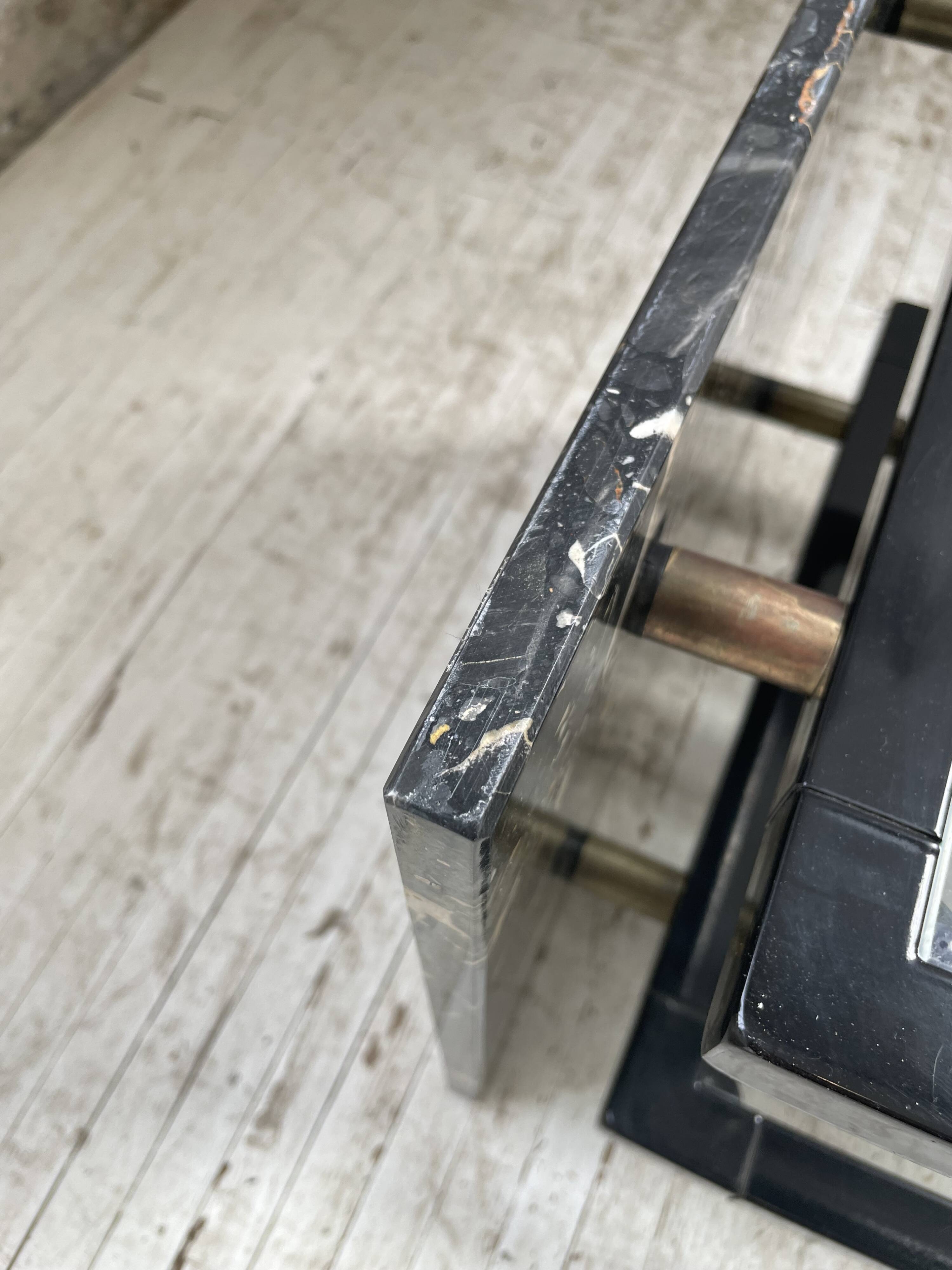 80s Italian marble and glass coffee table