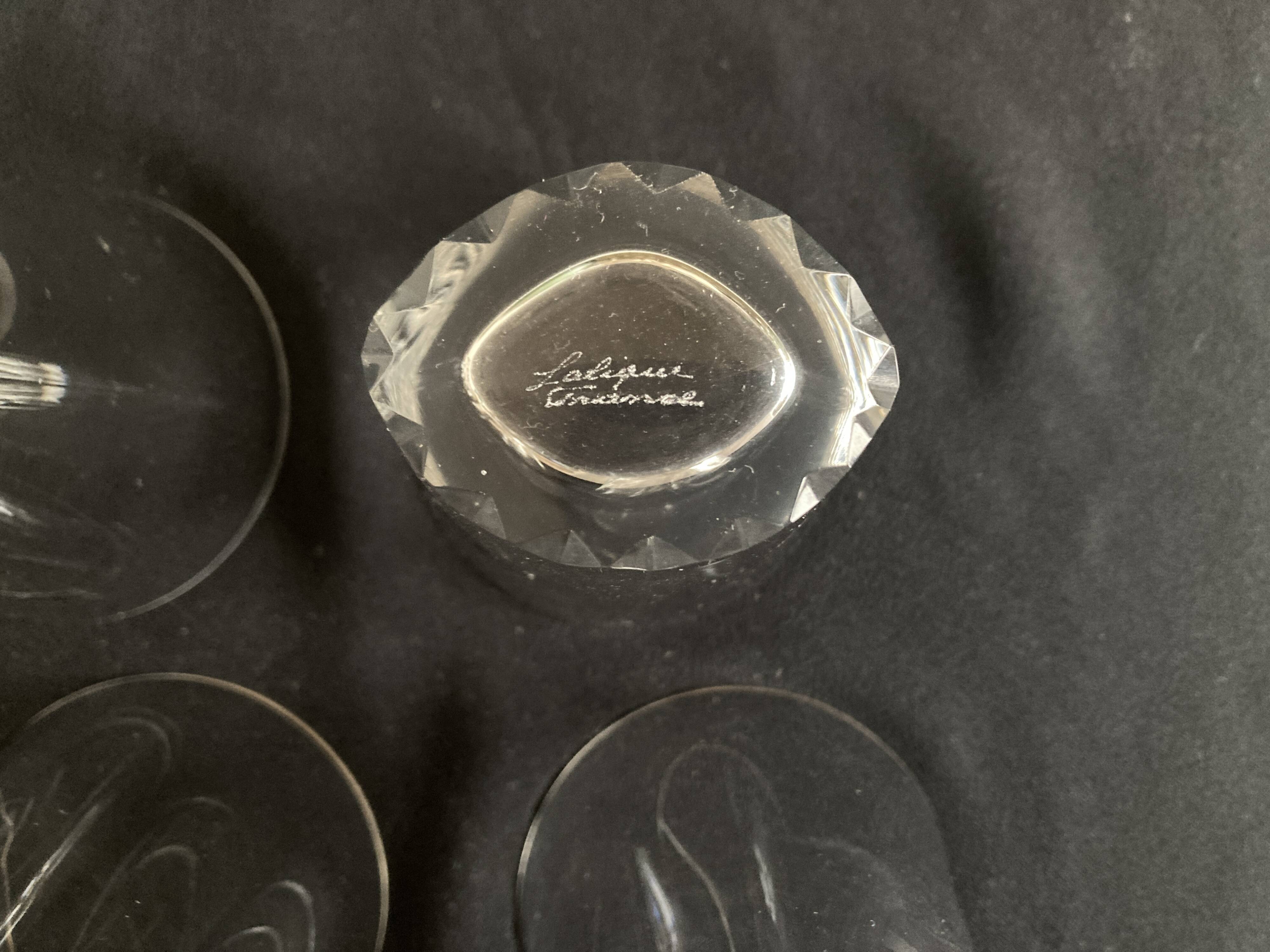 Set of 6 Lalique modernist glasses 1960 Kent crystal tumblers.