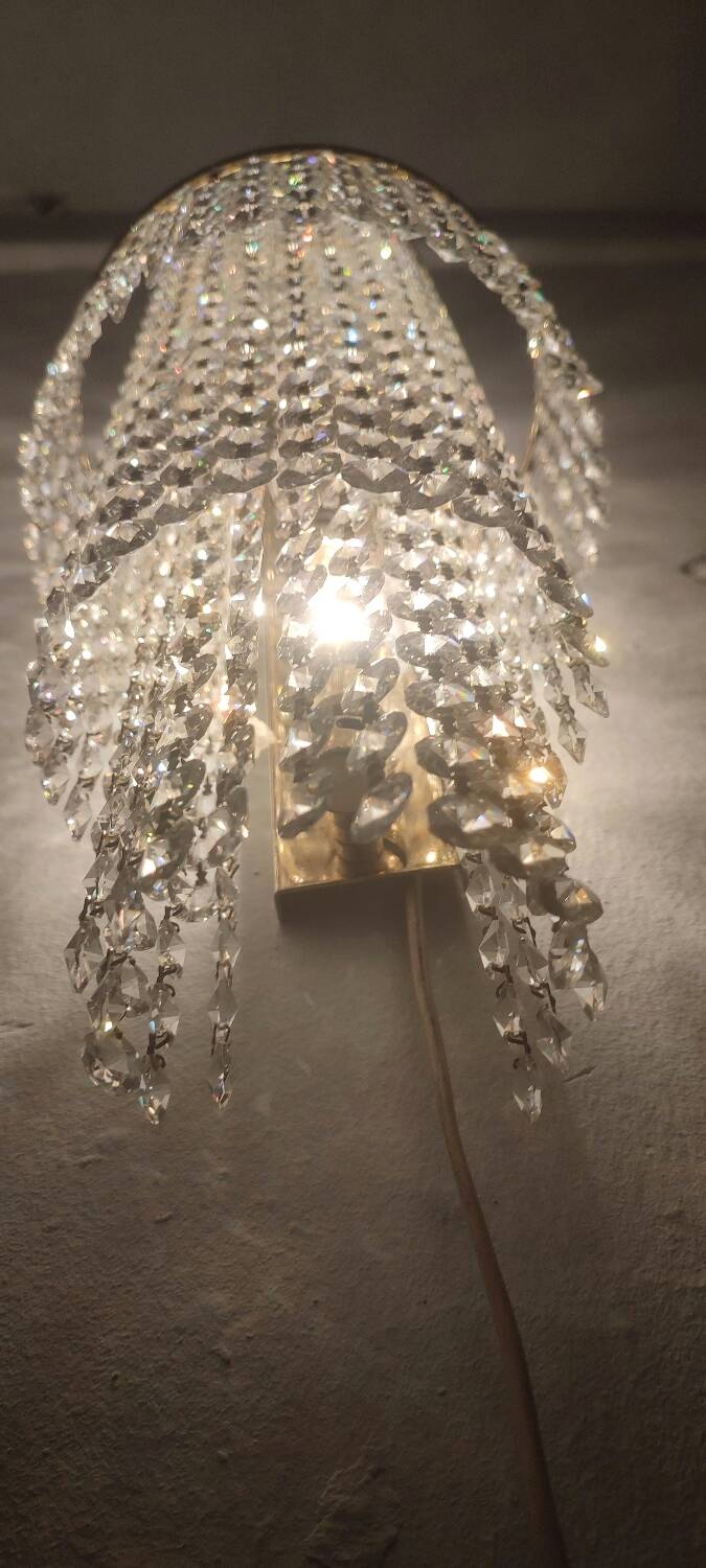 Pair of crystal appliques. France, 1970s.