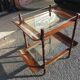 Bar rolling serving double trap pagoda wood and glass 1950s mahogany