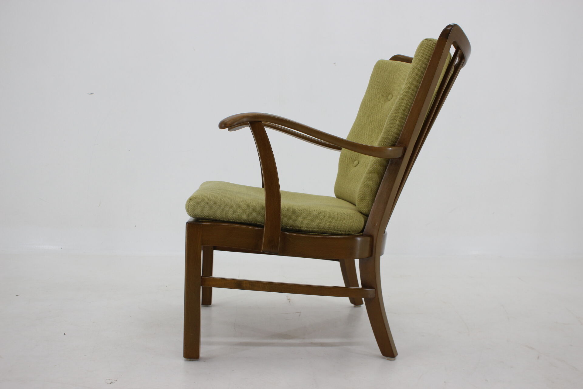 1940s Fritz Hansen Beech Armchair by Soren Hansen Model 1628 , Denmark
