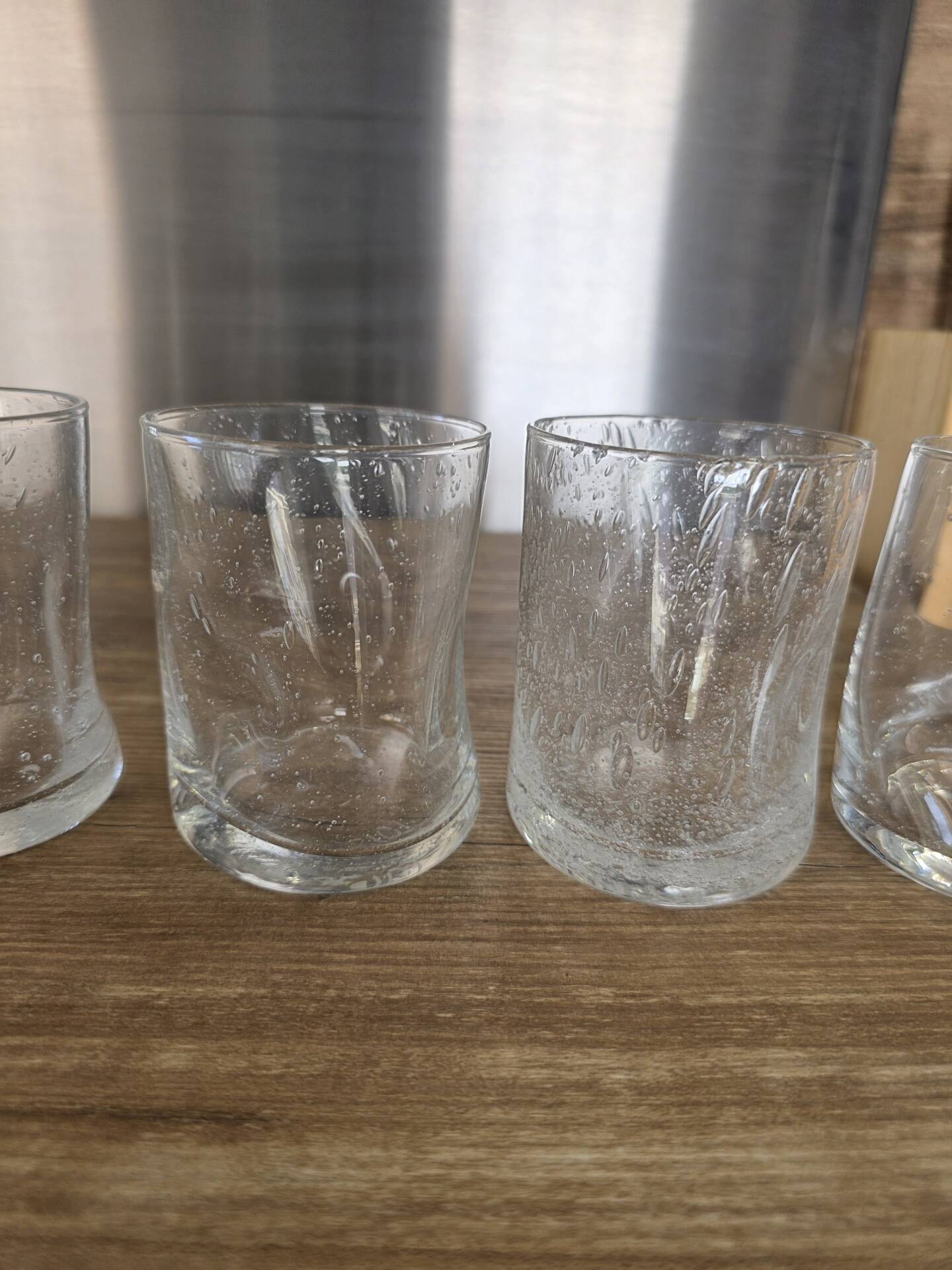 5 engraved bubble glass cups BIOT Free-form pinched (H 10 cm)