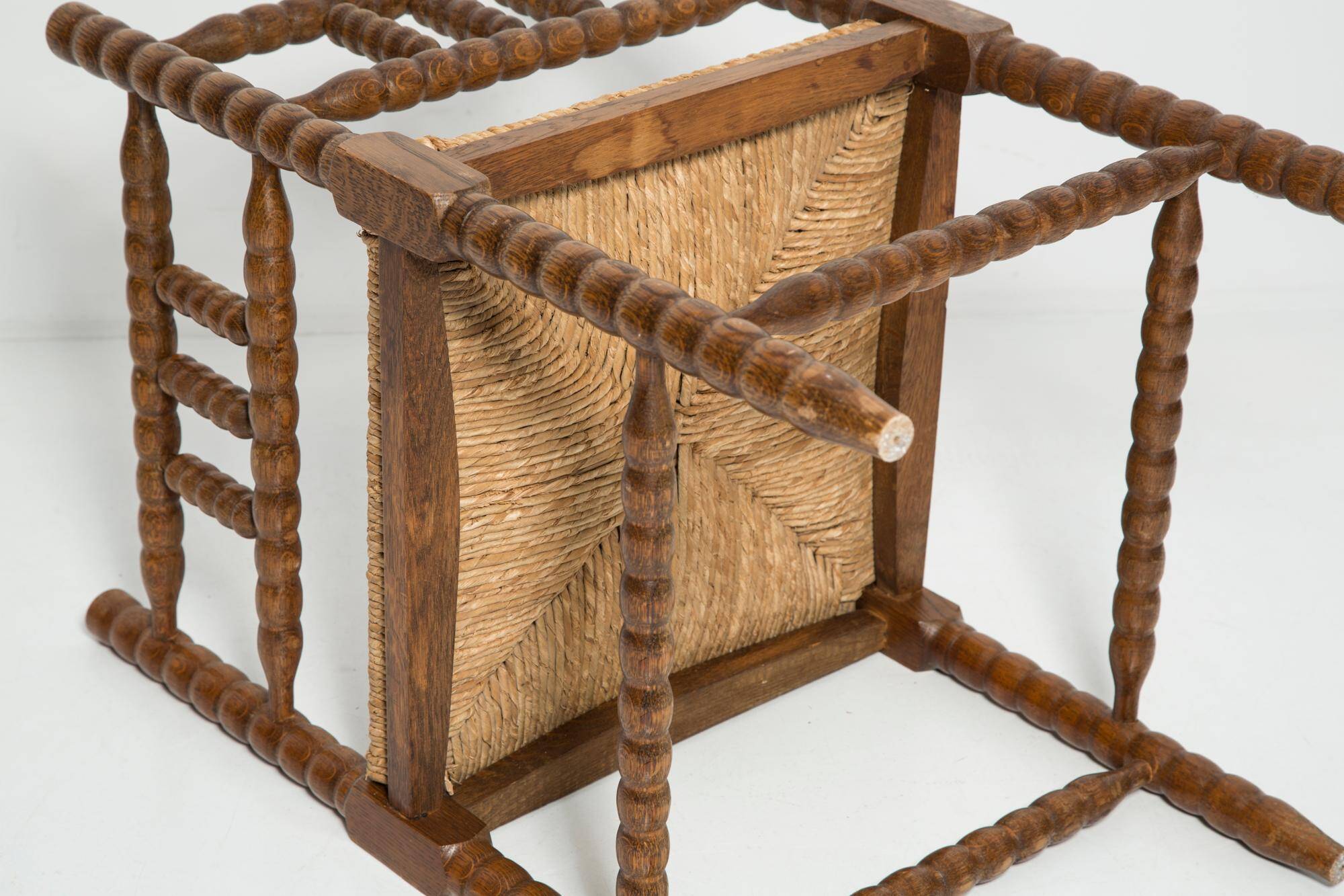 Mid-century provincial antique bobbin corner chair, France, 1940s.