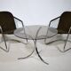 Armchairs and Coffee Table in Chrome and Smoked Glass, Set of 3, 1970s